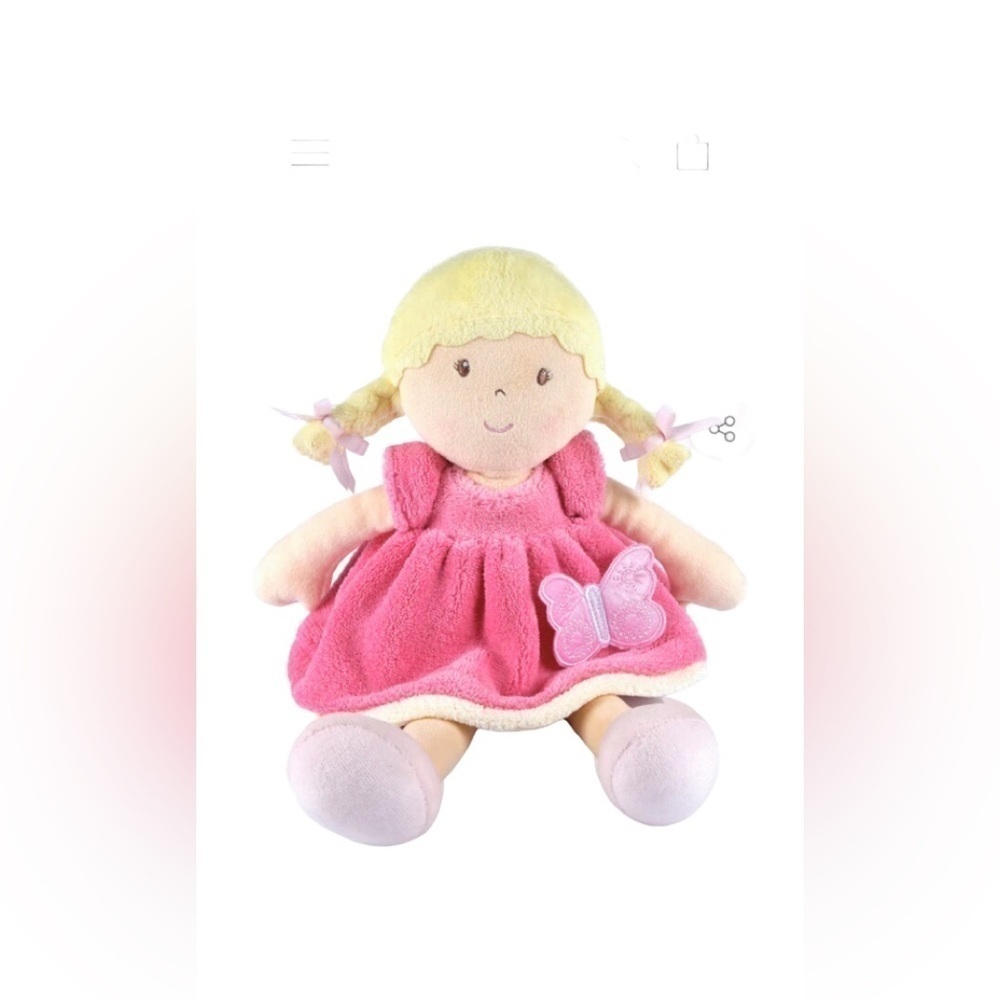 Bonikka Ria Doll Blonde Hair Brown Eyes Pink Dress Soft Cuddly Butterfly Collect